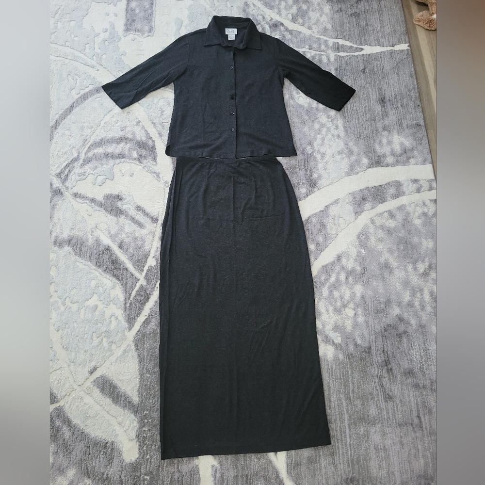 Willi Smith Charcoal Stretch Knit Two-Piece Set Size M